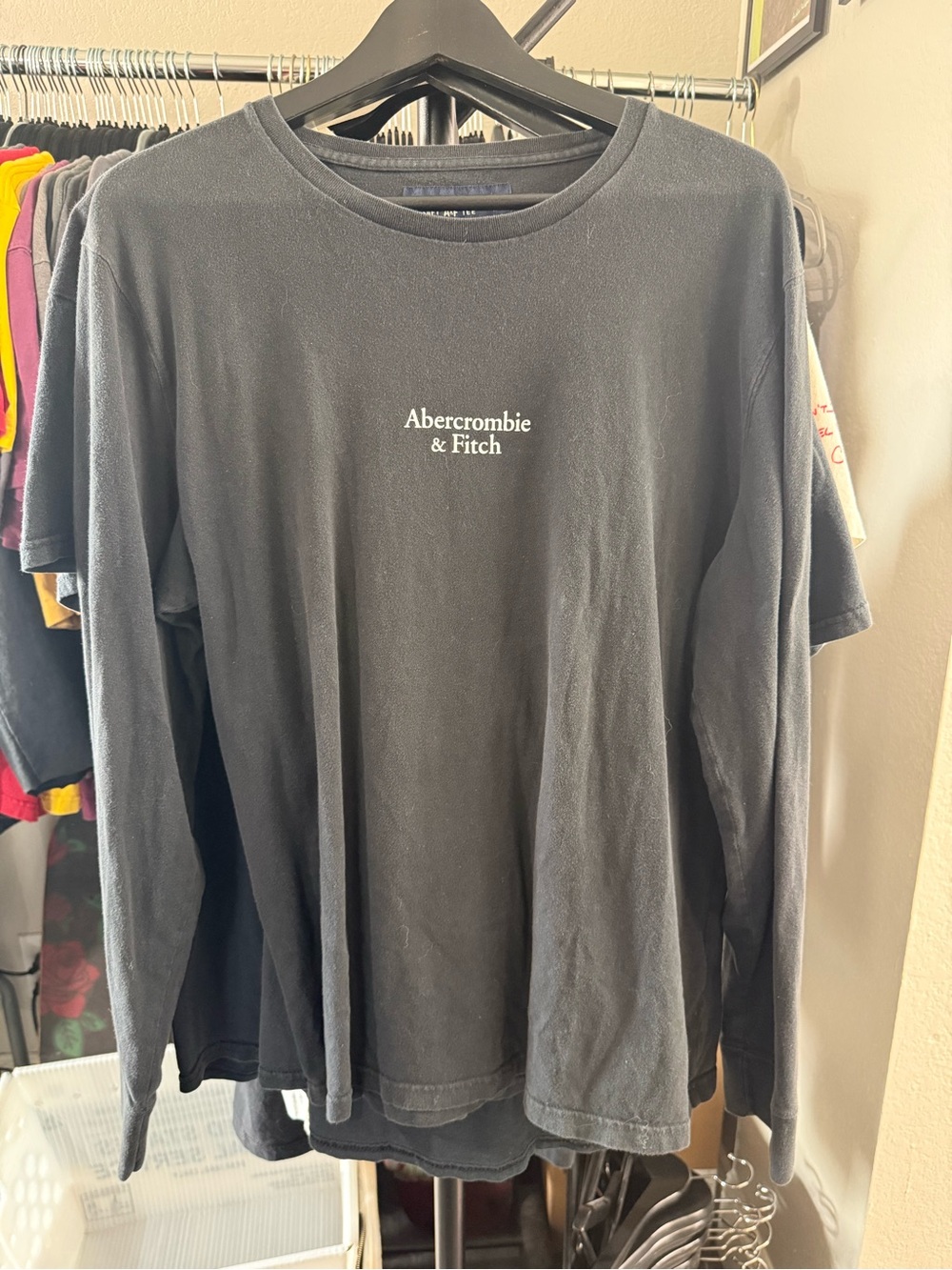 VTG Abercrombie & Fitch Spellout grey long sleeve men’s shirt Size XL